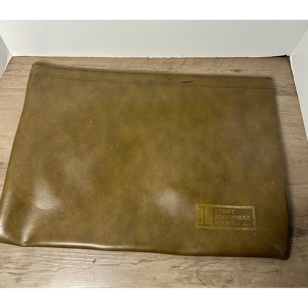 First National Bank of Oregon Vintage‎ Leather Hinged Pouch Clutch Organizer